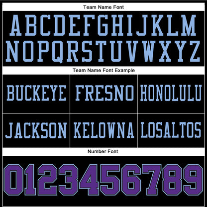Custom Black Purple-Light Blue Authentic Football Jersey