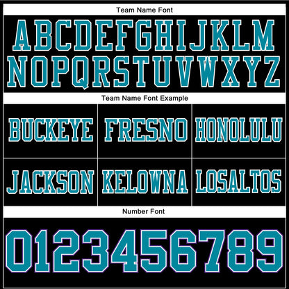 Custom Black Teal-Purple Authentic Football Jersey