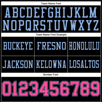 Custom Black Pink-Light Blue Authentic Football Jersey