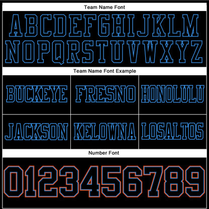 Custom Black Powder Blue-Orange Authentic Football Jersey