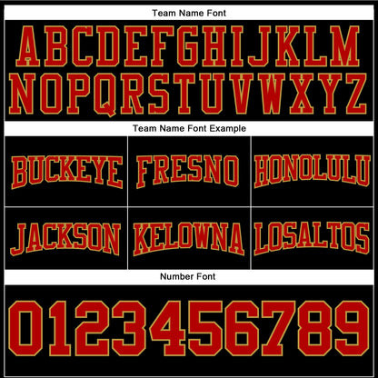 Custom Stitched Black Red-Old Gold Football Pullover Sweatshirt Hoodie