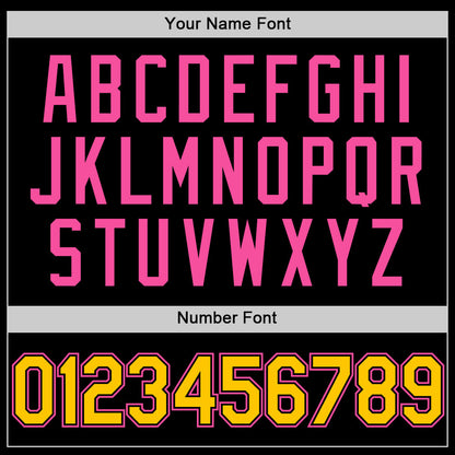 Custom Black Yellow-Pink Authentic Basketball Jersey