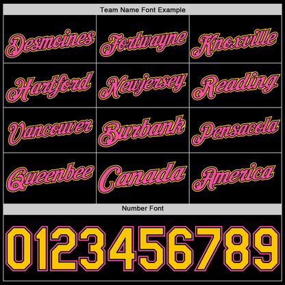 Custom Black Yellow-Pink Authentic Basketball Jersey