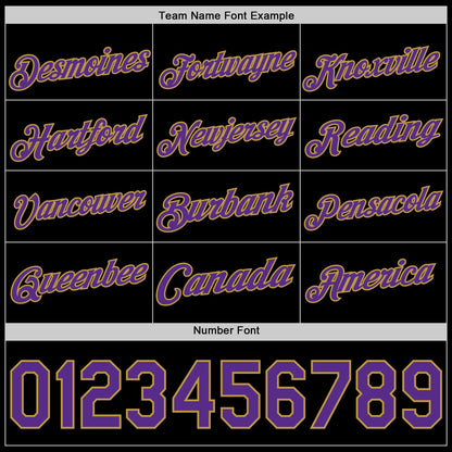 Custom Black Purple-Old Gold Authentic Basketball Jersey