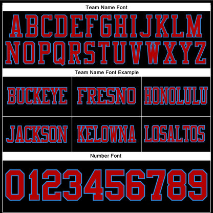 Custom Black Red-Powder Blue Authentic Football Jersey