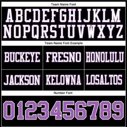 Custom Black Medium Purple-White Authentic Football Jersey