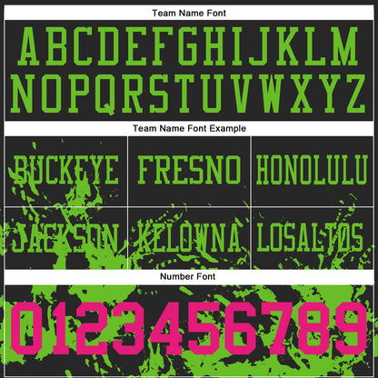 Custom Black Hot Pink-Aurora Green 3D Pattern Splash Authentic Football Jersey