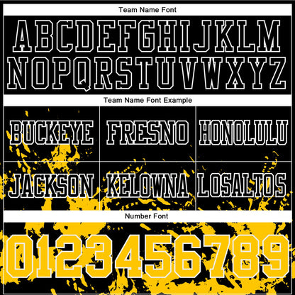 Custom Black Yellow-White 3D Pattern Splash Authentic Football Jersey