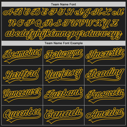 Custom Stitched Black Gold Baseball Pullover Sweatshirt Hoodie