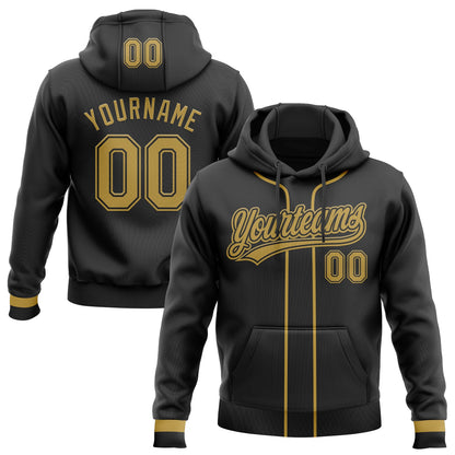 Custom Stitched Black Old Gold Baseball Pullover Sweatshirt Hoodie
