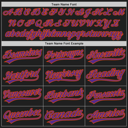 Custom Stitched Black Purple-Orange Baseball Pullover Sweatshirt Hoodie