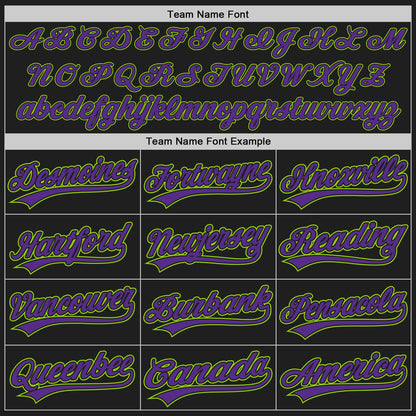 Custom Stitched Black Purple-Neon Green Baseball Pullover Sweatshirt Hoodie