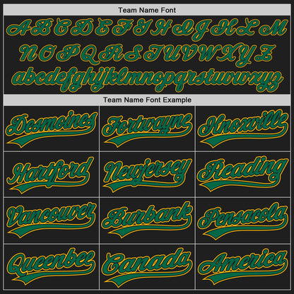 Custom Stitched Black Kelly Green-Gold Baseball Pullover Sweatshirt Hoodie
