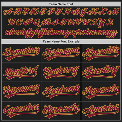 Custom Stitched Black Crimson-Old Gold Baseball Pullover Sweatshirt Hoodie