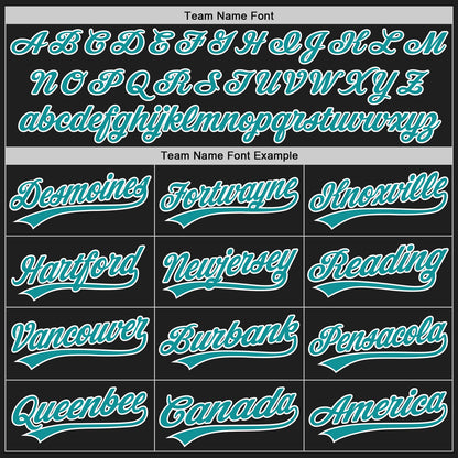 Custom Stitched Black Teal-White Baseball Pullover Sweatshirt Hoodie