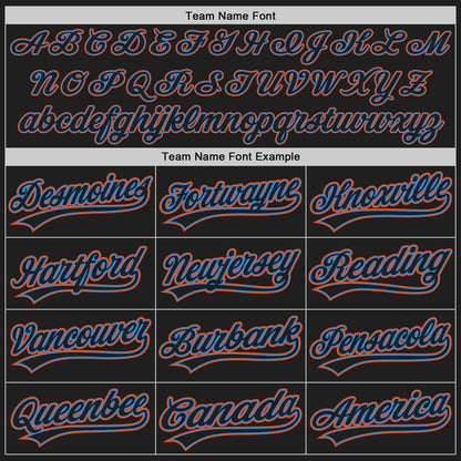 Custom Stitched Black Powder Blue-Orange Baseball Pullover Sweatshirt Hoodie