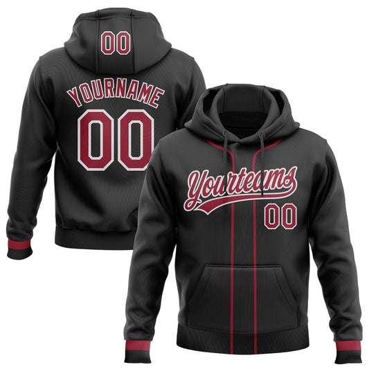 Custom Stitched Black Cardinal-White Baseball Pullover Sweatshirt Hoodie