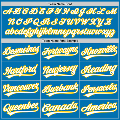 Custom Blue White-Yellow Authentic Baseball Jersey