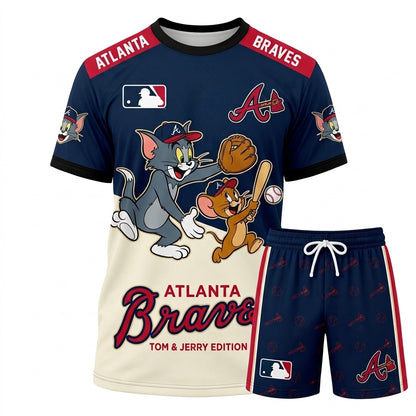 All USA Baseball Teams Inspired Fan Set, Graphic T-Shirt And Shorts Combo Outfit