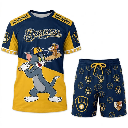 All USA Baseball Teams Inspired Fan Set, Graphic T-Shirt And Shorts Combo Outfit