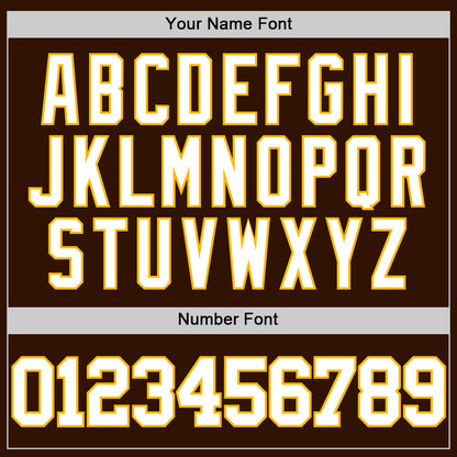 Custom Brown White-Gold Authentic Basketball Jersey