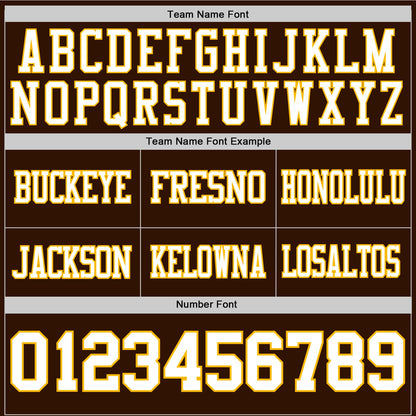 Custom Brown White-Gold Authentic Football Jersey