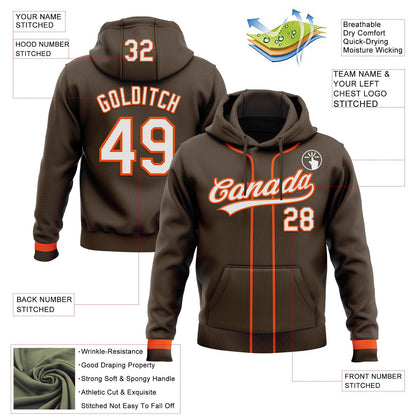 Custom Stitched Brown White-Orange Baseball Pullover Sweatshirt Hoodie