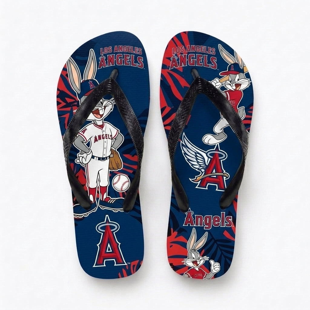 Cartoon Rabbit Baseball Flip Flops, Sport Fan Sandals | 30 Teams Available