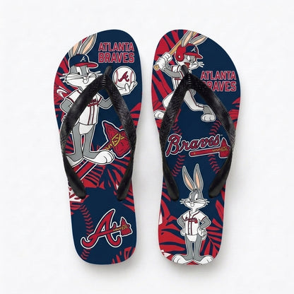 Cartoon Rabbit Baseball Flip Flops, Sport Fan Sandals | 30 Teams Available