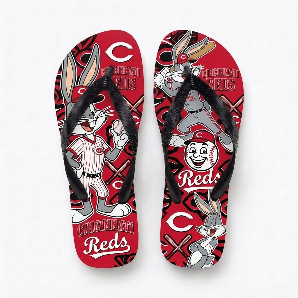 Cartoon Rabbit Baseball Flip Flops, Sport Fan Sandals | 30 Teams Available