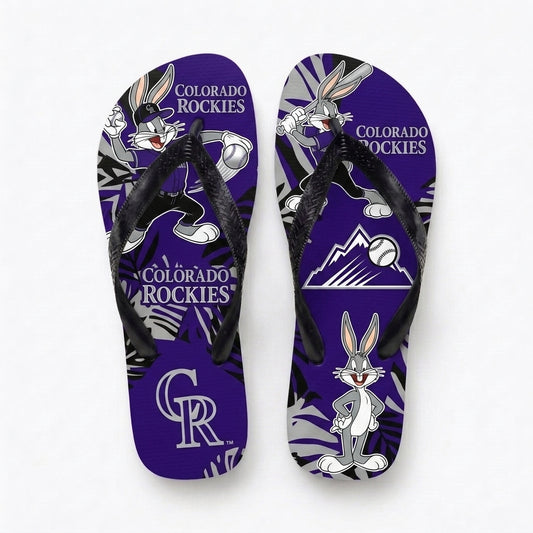 Cartoon Rabbit Baseball Flip Flops, Sport Fan Sandals | 30 Teams Available