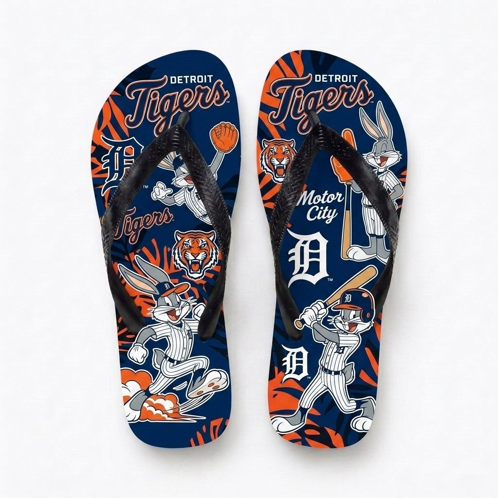 Cartoon Rabbit Baseball Flip Flops, Sport Fan Sandals | 30 Teams Available