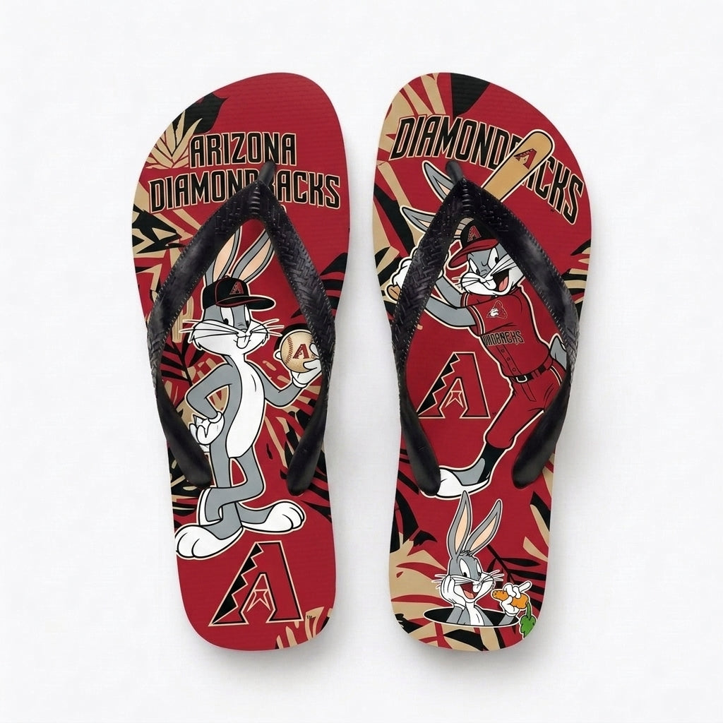 Cartoon Rabbit Baseball Flip Flops, Sport Fan Sandals | 30 Teams Available
