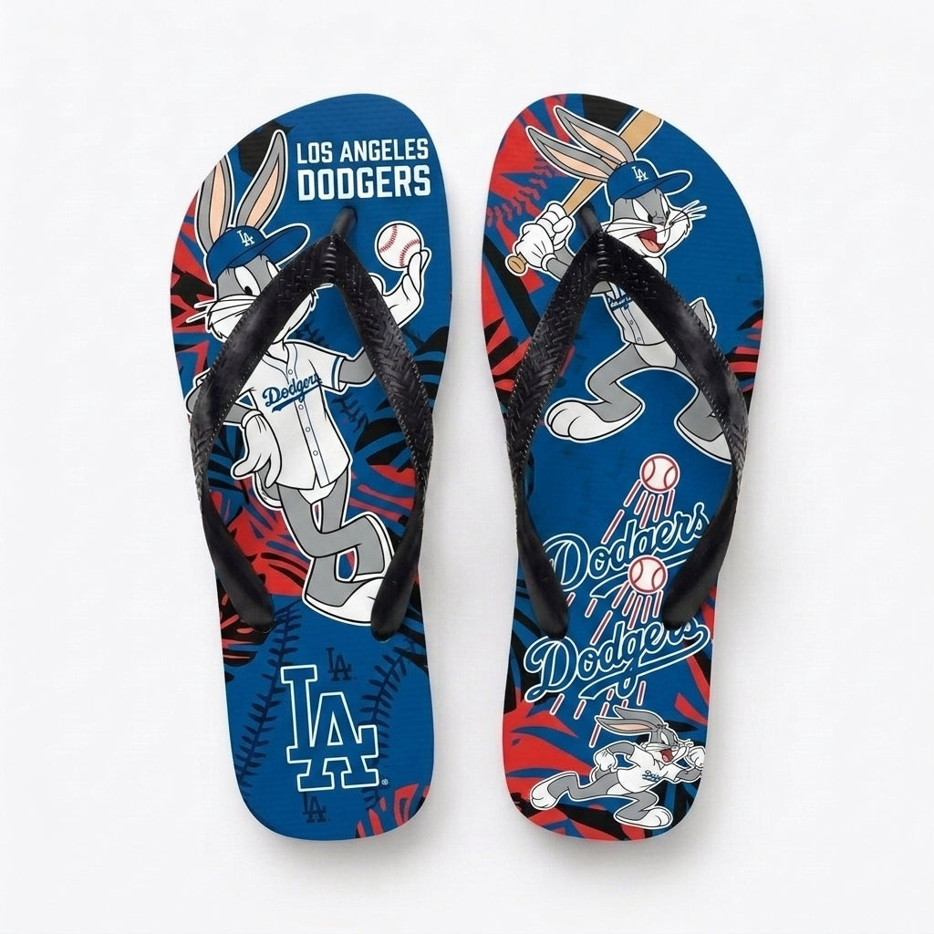 Cartoon Rabbit Baseball Flip Flops, Sport Fan Sandals | 30 Teams Available