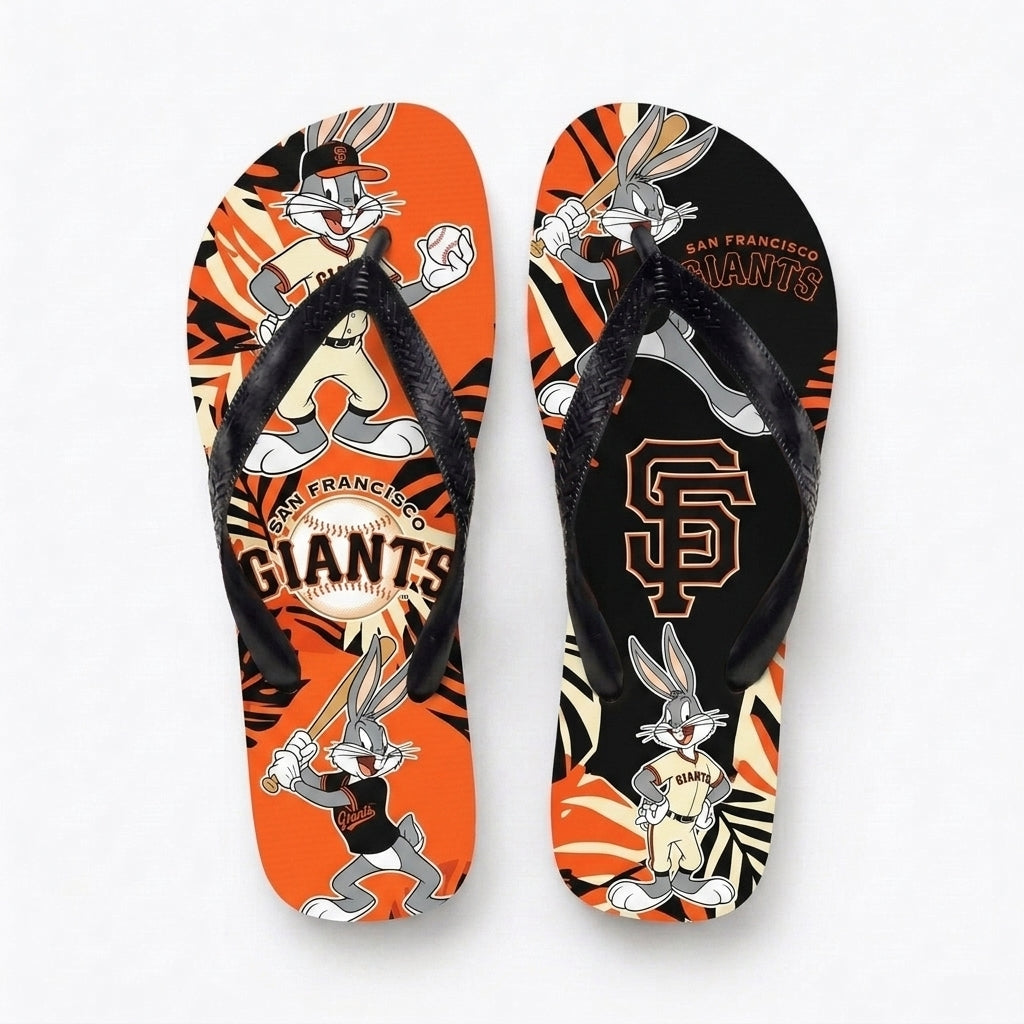 Cartoon Rabbit Baseball Flip Flops, Sport Fan Sandals | 30 Teams Available