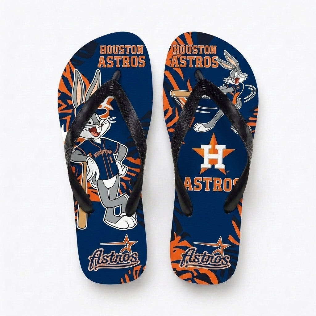 Cartoon Rabbit Baseball Flip Flops, Sport Fan Sandals | 30 Teams Available