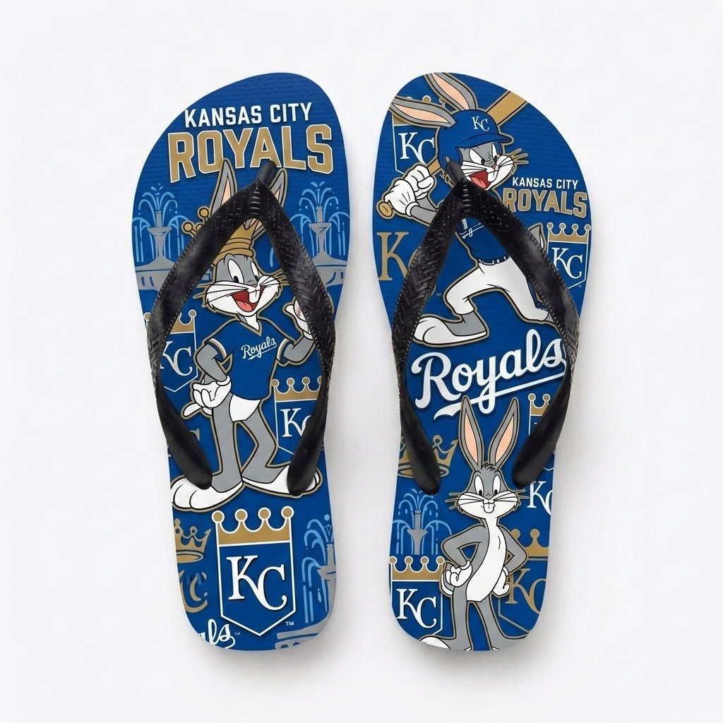 Cartoon Rabbit Baseball Flip Flops, Sport Fan Sandals | 30 Teams Available