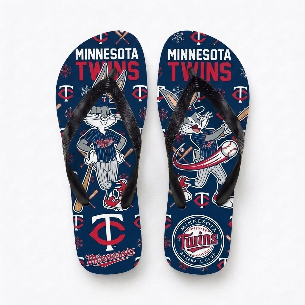 Cartoon Rabbit Baseball Flip Flops, Sport Fan Sandals | 30 Teams Available