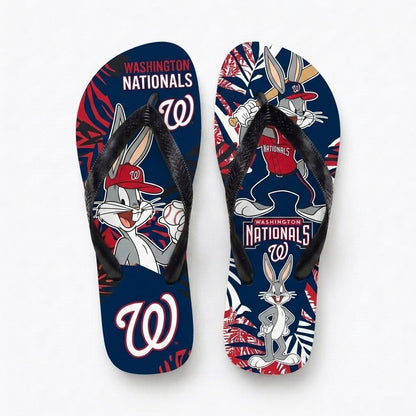Cartoon Rabbit Baseball Flip Flops, Sport Fan Sandals | 30 Teams Available