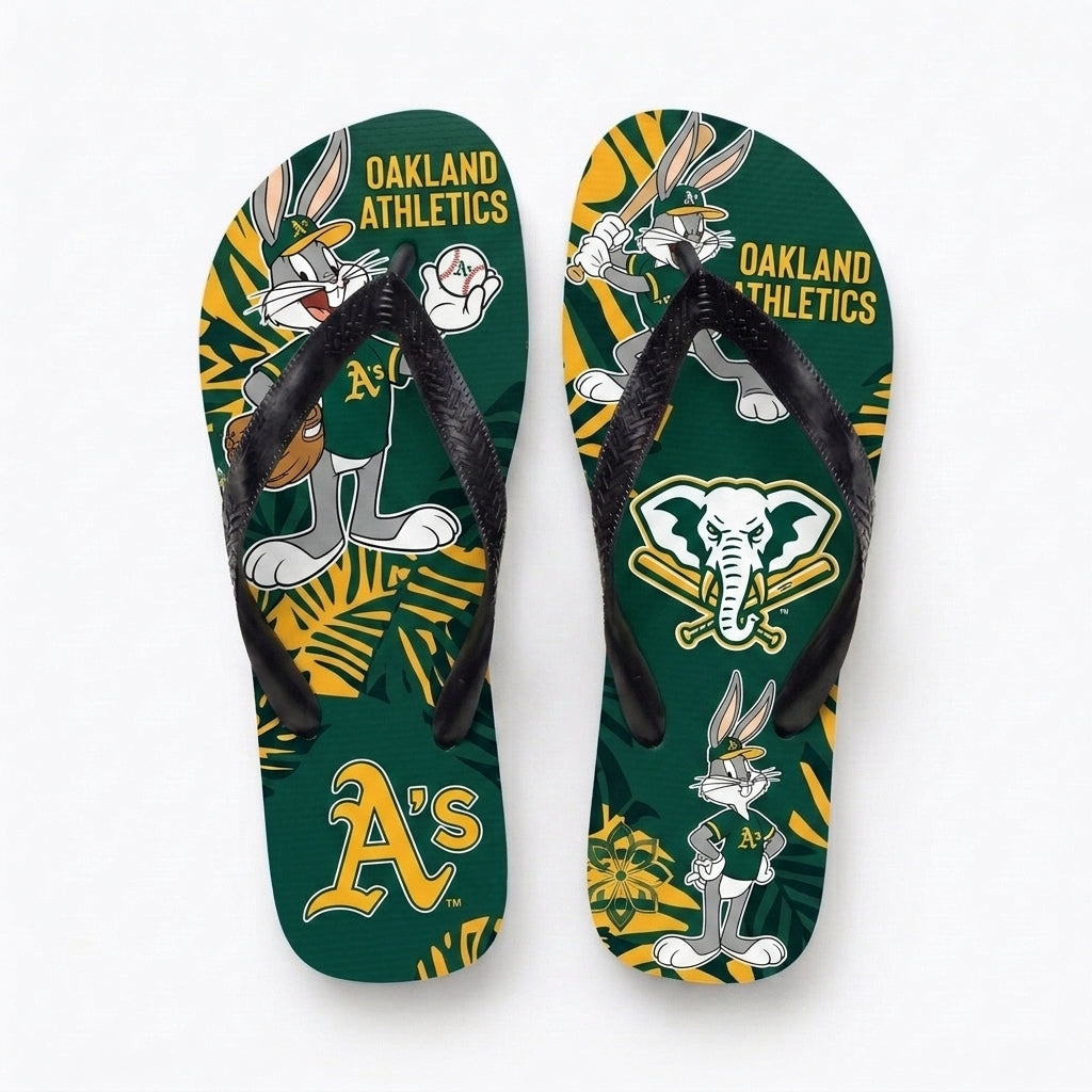 Cartoon Rabbit Baseball Flip Flops, Sport Fan Sandals | 30 Teams Available