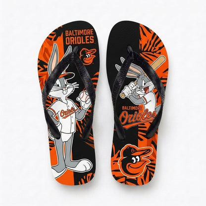 Cartoon Rabbit Baseball Flip Flops, Sport Fan Sandals | 30 Teams Available