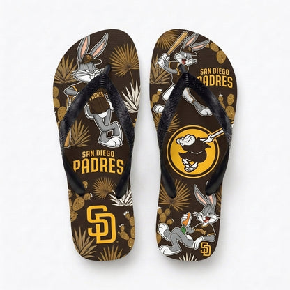 Cartoon Rabbit Baseball Flip Flops, Sport Fan Sandals | 30 Teams Available
