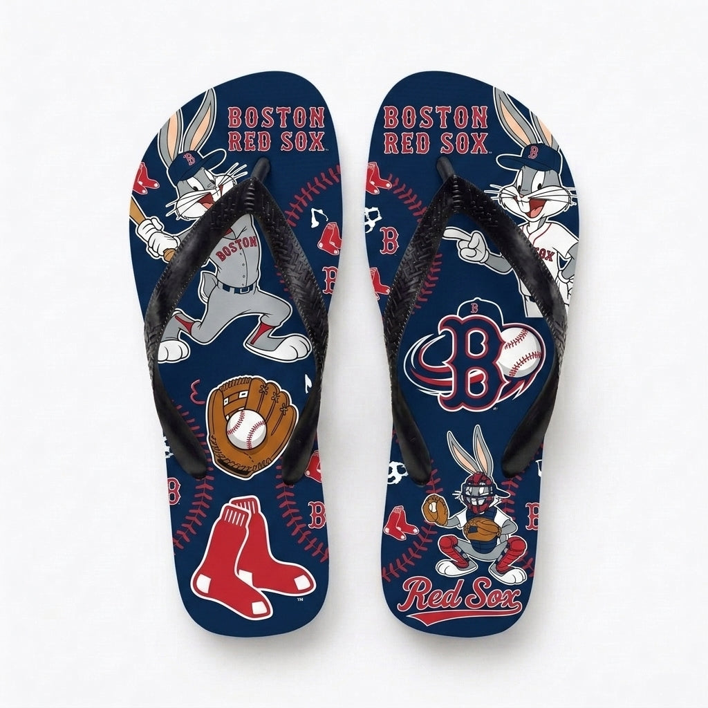 Cartoon Rabbit Baseball Flip Flops, Sport Fan Sandals | 30 Teams Available