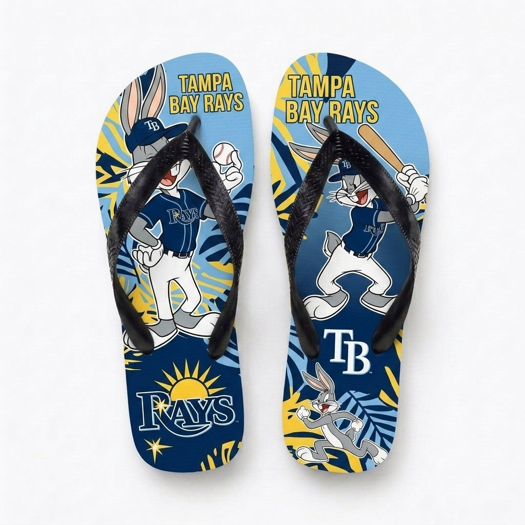 Cartoon Rabbit Baseball Flip Flops, Sport Fan Sandals | 30 Teams Available