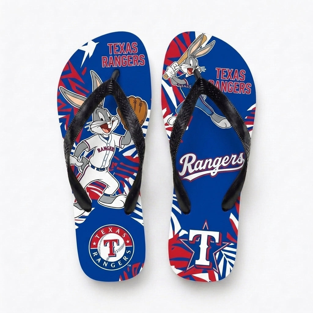 Cartoon Rabbit Baseball Flip Flops, Sport Fan Sandals | 30 Teams Available
