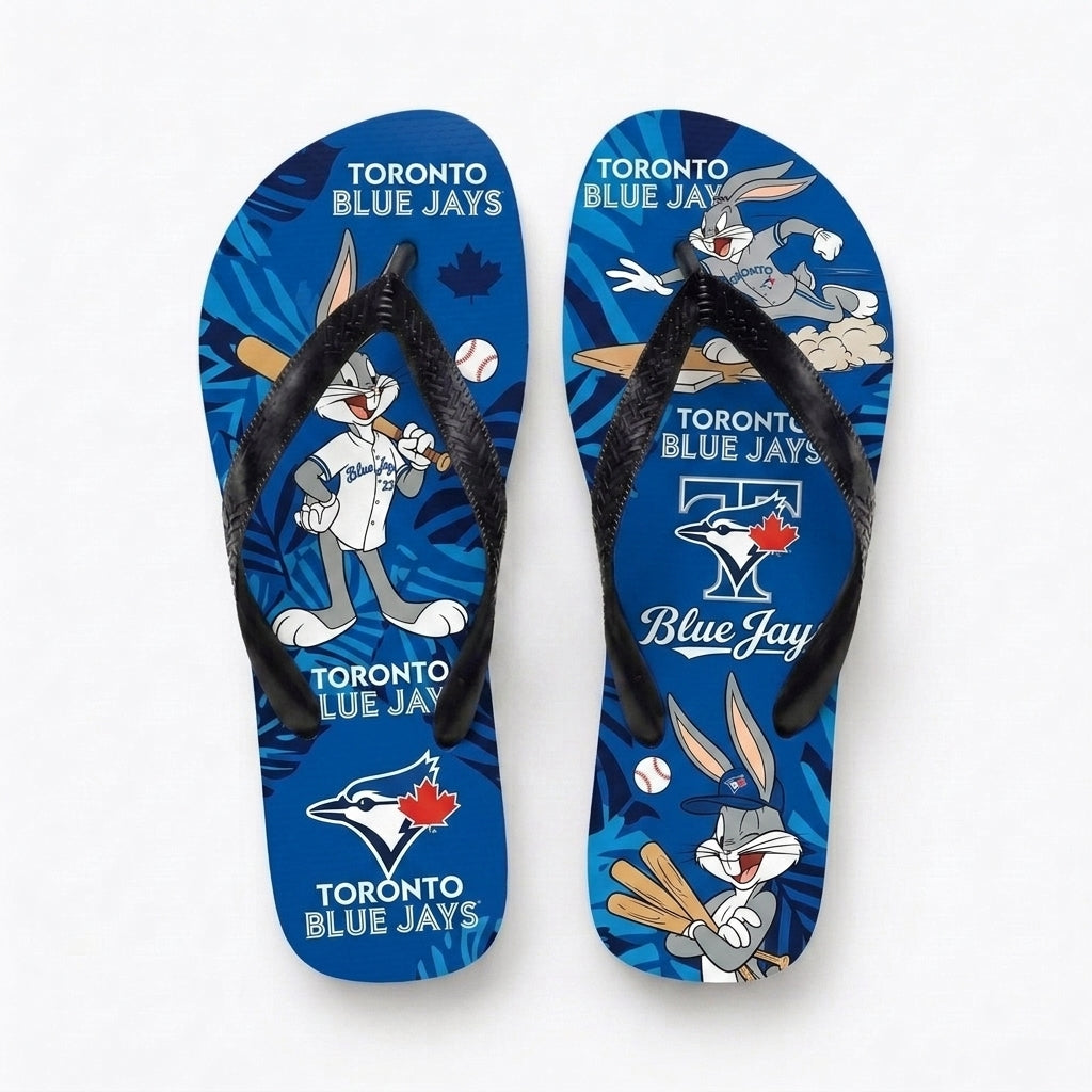 Cartoon Rabbit Baseball Flip Flops, Sport Fan Sandals | 30 Teams Available