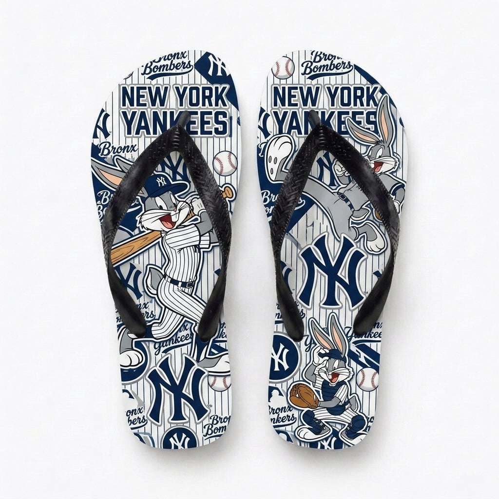 Cartoon Rabbit Baseball Flip Flops, Sport Fan Sandals | 30 Teams Available