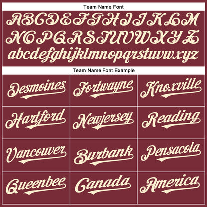 Custom Burgundy Cream Authentic Baseball Jersey