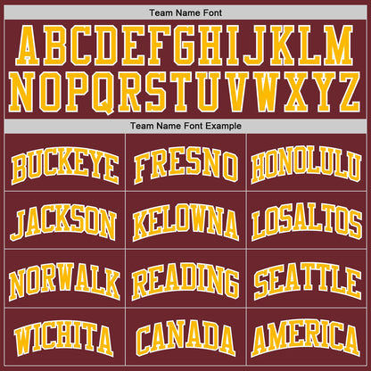 Custom Burgundy Gold-White Authentic Basketball Jersey