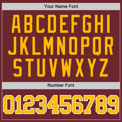 Custom Burgundy Gold-White Authentic Basketball Jersey